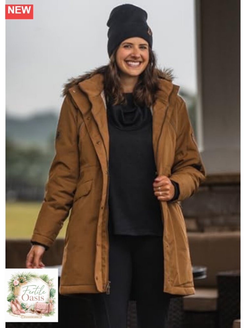 Women's Faux Fur Hooded Parka Coat Water Resistant Insulated Sherpa Lined - Picture 2 of 6
